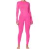 imageSunzel Yoga Jumpsuits for women Long Sleeve Workout Jumpsuit Gold Zipper Front One Piece Sport Bodycon RompersHot Pink