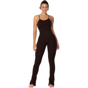 imageSunzel Flare Jumpsuits for Women Seamless Tummy Control One Piece Yoga Workout Unitard Bodysuits with Built in Bra 32quot Inseam Brown Medium