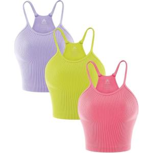 imageSunzel Free to Be Tank Crop Ribbed Tank Tops Seamless Racerback Camisoles No pad Camis Cropped Workout Gym YogaLilac Fragilesprout Gumpink3pcscrop