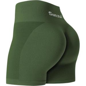 imageSunzel Butt Scrunch Seamless Shorts Womens 5 Inch Workout Shorts High Waist Stretch Booty Short for GymYogaRunningBikingBronze Green