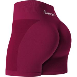 imageSunzel Butt Scrunch Seamless Shorts Womens 5 Inch Workout Shorts High Waist Stretch Booty Short for GymYogaRunningBikingCherry Red