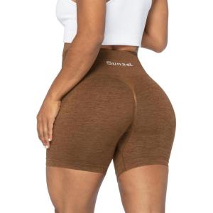 imageSunzel Butt Scrunch Seamless Shorts Womens 5 Inch Workout Shorts High Waist Stretch Booty Short for GymYogaRunningBikingDark Brown