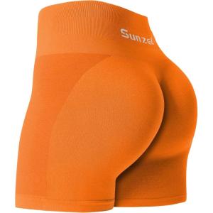imageSunzel Butt Scrunch Seamless Shorts Womens 5 Inch Workout Shorts High Waist Stretch Booty Short for GymYogaRunningBikingOrange Tiger