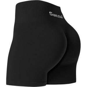 imageSunzel Butt Scrunch Seamless Shorts Womens 5 Inch Workout Shorts High Waist Stretch Booty Short for GymYogaRunningBikingSolid Black