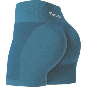 imageSunzel Butt Scrunch Seamless Shorts Womens 5 Inch Workout Shorts High Waist Stretch Booty Short for GymYogaRunningBikingTeal