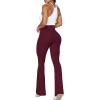 imageSunzel Flare Leggings Crossover Yoga Pants with Tummy Control HighWaisted and Wide LegBlack Cherry