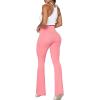 imageSunzel Flare Leggings Crossover Yoga Pants with Tummy Control HighWaisted and Wide LegBubble Pink