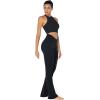 imageSunzel Mini Flare Leggings for Women V Crossover Mid Rise Workout Flared Yoga Pants with Tummy Control and Wide LegBlack
