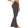 imageSunzel Mini Flare Leggings for Women V Crossover Mid Rise Workout Flared Yoga Pants with Tummy Control and Wide LegSeal Brown