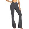 imageSunzel Womens Flare Leggings No Front Seam Flare Yoga Pants with Tummy Control Crossover High Waist and Wide LegGrey