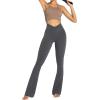 imageSunzel Womens Flare Leggings No Front Seam Flare Yoga Pants with Tummy Control Crossover High Waist and Wide LegGrey
