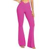 imageSunzel Womens Flare Leggings No Front Seam Flare Yoga Pants with Tummy Control Crossover High Waist and Wide LegHot Pink
