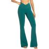 imageSunzel Womens Flare Leggings No Front Seam Flare Yoga Pants with Tummy Control Crossover High Waist and Wide LegJasper Green
