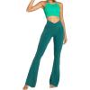 imageSunzel Womens Flare Leggings No Front Seam Flare Yoga Pants with Tummy Control Crossover High Waist and Wide LegJasper Green