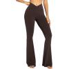 imageSunzel Womens Flare Leggings No Front Seam Flare Yoga Pants with Tummy Control Crossover High Waist and Wide LegJava Brown