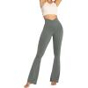 imageSunzel Womens Flare Leggings No Front Seam Flare Yoga Pants with Tummy Control Crossover High Waist and Wide LegLight Grey