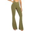 imageSunzel Womens Flare Leggings No Front Seam Flare Yoga Pants with Tummy Control Crossover High Waist and Wide LegMartini Olive