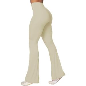 imageSunzel Flare Leggings Crossover Yoga Pants with Tummy Control HighWaisted and Wide LegApricot