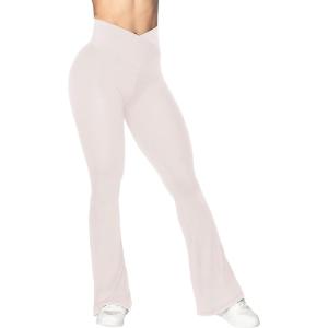 imageSunzel Flare Leggings Crossover Yoga Pants with Tummy Control HighWaisted and Wide LegBeige