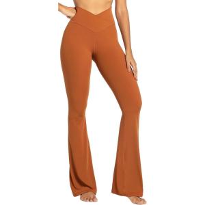 imageSunzel Flare Leggings Crossover Yoga Pants with Tummy Control HighWaisted and Wide LegCoffee