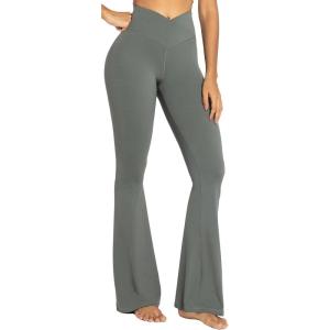 imageSunzel Flare Leggings Crossover Yoga Pants with Tummy Control HighWaisted and Wide LegGrey