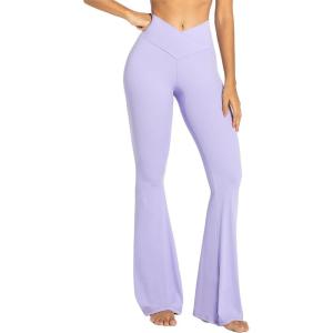 imageSunzel Flare Leggings Crossover Yoga Pants with Tummy Control HighWaisted and Wide LegLavender