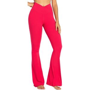 imageSunzel Flare Leggings Crossover Yoga Pants with Tummy Control HighWaisted and Wide LegRed