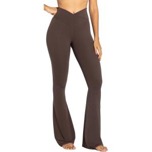 imageSunzel Flare Leggings Crossover Yoga Pants with Tummy Control HighWaisted and Wide LegSeal Brown