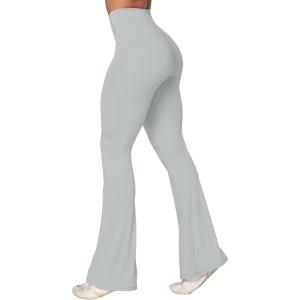 imageSunzel Flare Leggings Crossover Yoga Pants with Tummy Control HighWaisted and Wide LegSilver Grey
