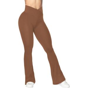 imageSunzel Flare Leggings Crossover Yoga Pants with Tummy Control HighWaisted and Wide LegWine Red