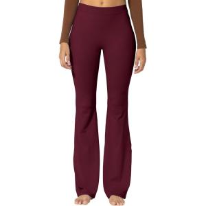 imageSunzel Sunzfly Flare Leggings for Women Cross Over High Waisted Yoga Pants with Wide Leg and Tummy Control for WorkoutBlack Cherry