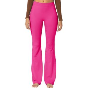 imageSunzel Sunzfly Flare Leggings for Women Cross Over High Waisted Yoga Pants with Wide Leg and Tummy Control for WorkoutHot Pink