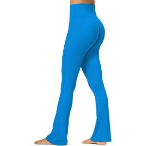 imageSunzel Sunzfly No Front Seam Mini Flare Leggings for Women Invisible Butt Scrunch Flared Yoga Pants with Tummy ControlClassic Blue