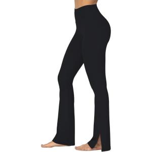 imageSunzel Sunzfly Split Hem Flare Leggings for Women High Waisted Casual Bootcut Flared Yoga Pants with Tummy ControlBlack