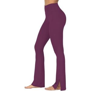 imageSunzel Sunzfly Split Hem Flare Leggings for Women High Waisted Casual Bootcut Flared Yoga Pants with Tummy ControlCherry Red