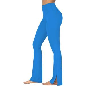 imageSunzel Sunzfly Split Hem Flare Leggings for Women High Waisted Casual Bootcut Flared Yoga Pants with Tummy ControlClassic Blue