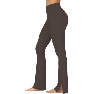 imageSunzel Sunzfly Split Hem Flare Leggings for Women High Waisted Casual Bootcut Flared Yoga Pants with Tummy ControlSeal Brown