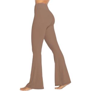 imageSunzel Womens Flare Leggings No Front Seam Flare Yoga Pants with Tummy Control Crossover High Waist and Wide LegCoca Mocha