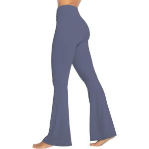 imageSunzel Womens Flare Leggings No Front Seam Flare Yoga Pants with Tummy Control Crossover High Waist and Wide LegDeep Sea Blue