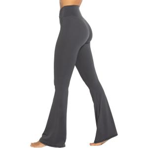 imageSunzel Womens Flare Leggings No Front Seam Flare Yoga Pants with Tummy Control Crossover High Waist and Wide LegGrey