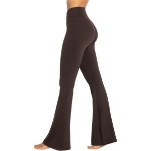 imageSunzel Womens Flare Leggings No Front Seam Flare Yoga Pants with Tummy Control Crossover High Waist and Wide LegJava Brown