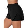 imageSunzel 2 in 1 High Waisted Gym Shorts for Women with Pocket Quick Dry Elastic Running Shorts with Drawstring Workout SummerBlack
