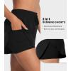 imageSunzel 2 in 1 High Waisted Gym Shorts for Women with Pocket Quick Dry Elastic Running Shorts with Drawstring Workout SummerBlack