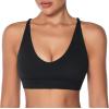 imageSunzel Sports Bra for Women V Neck Criss Cross Back Running Bras Removable Cups Wirefree Padded Workout Bra Yoga GymBlack