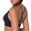 imageSunzel Sports Bra for Women V Neck Criss Cross Back Running Bras Removable Cups Wirefree Padded Workout Bra Yoga GymBlack