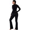 imageSunzel Two Piece Sets for Women Long Sleeve Crop Top and Fold Over Flare Pant Casual Pajamas Outfits for LoungeBlack