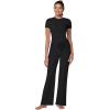imageSunzel Womens 2 Piece Lounge Sets Straight Leg Pants Slim Tight Short Sleeve Tops Matching Set Casual Workout SweatsuitBlack