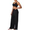 imageSunzel Womens Airy Wide Leg Pants High Waist Yoga Pants Lightweight Lounge Sweatpants with Drawstring for All Day ComfortBlack