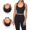 imageSunzel Womens Crop Tank Sports Bra VNeck Longline Wirefree Padded Workout Yoga Top with Medium SupportBlack