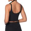 imageSunzel Womens Crop Tank Sports Bra VNeck Longline Wirefree Padded Workout Yoga Top with Medium SupportBlack